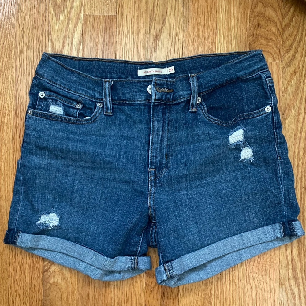 Levi's Blue Jean Shorts Distressed Style